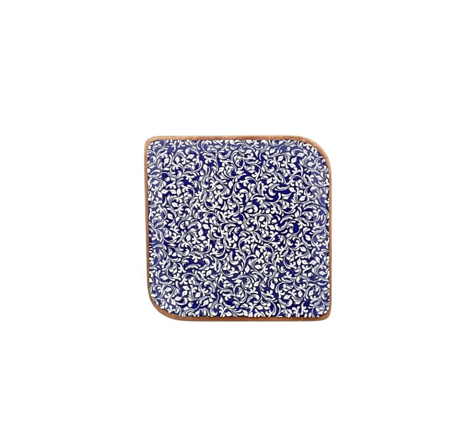 Edera Cobalt Arel 25 Cm Kare Plate 19*19 Cm