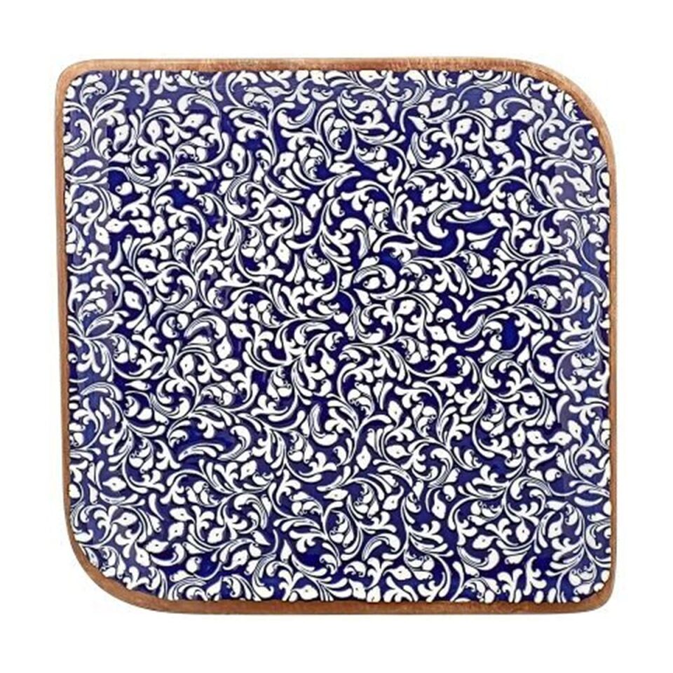 Edera Cobalt Arel 25 Cm Kare Plate 19*19 Cm