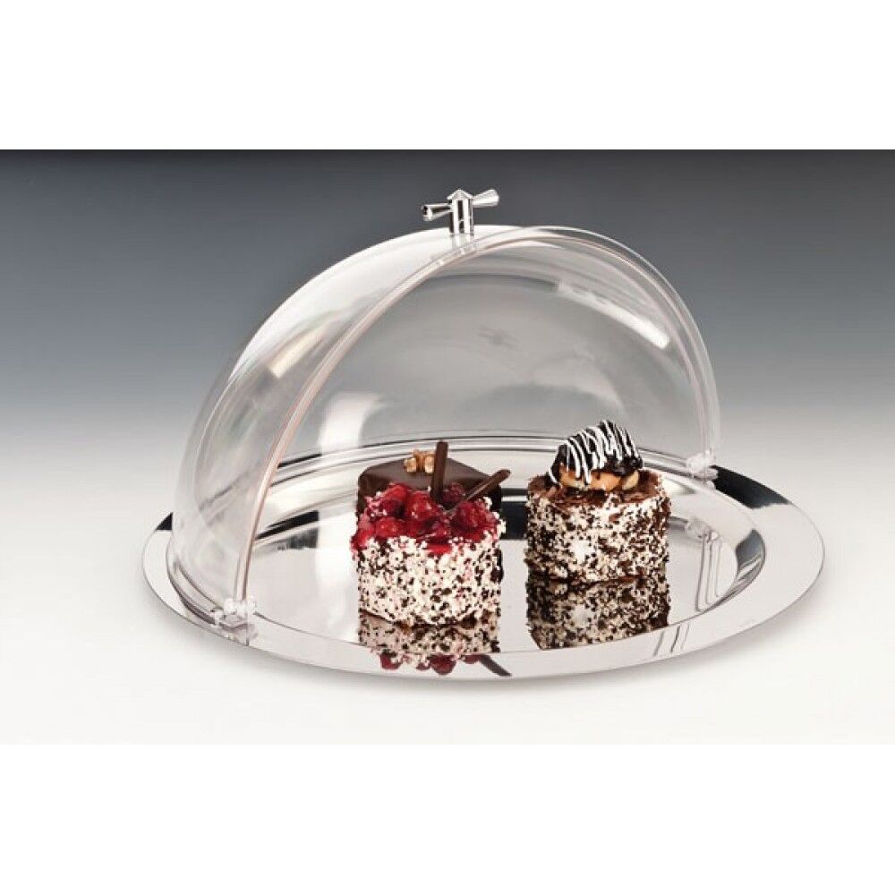 Yuvarlak Çelik Tepsili Roll Top Kapaklı Fanus