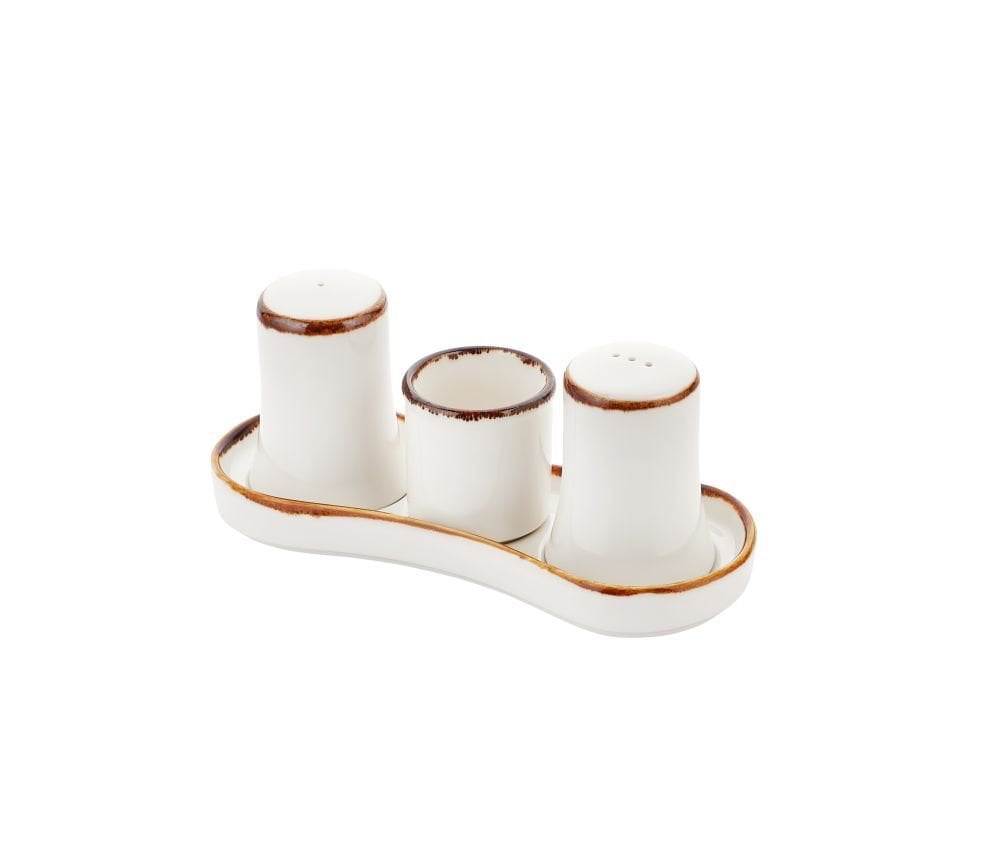 By Bone Whıte Gastro Tuzluk Biberlik Kürdanlık Seti