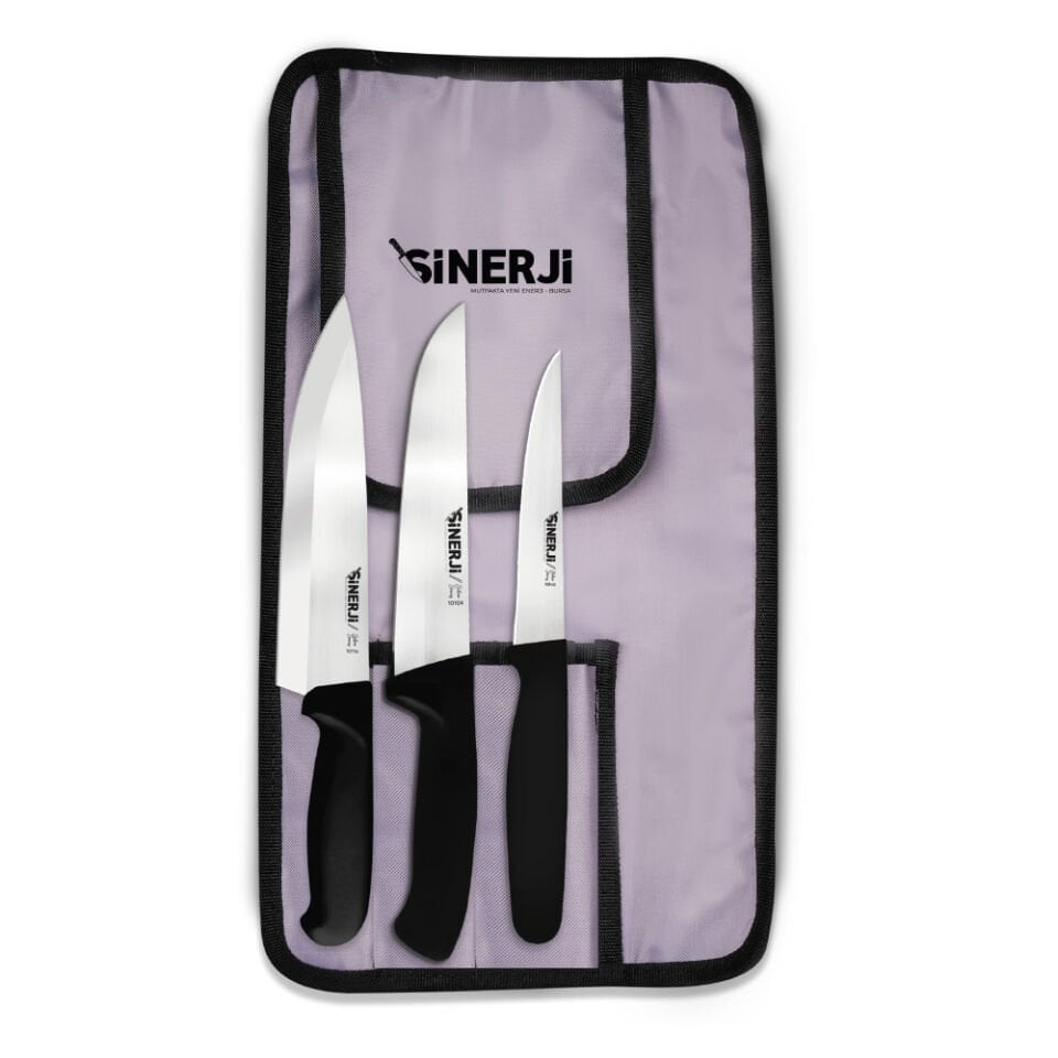 Silver Gastronomi Rulo Çantalı Bıçak Seti 3+1