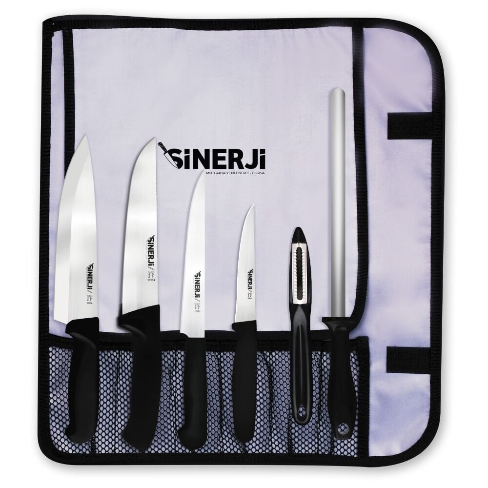 Silver Gastronomi Rulo Çantalı Bıçak Seti 6+1