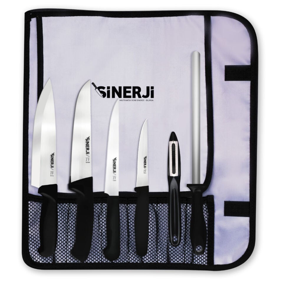 Silver Gastronomi Rulo Çantalı Bıçak Seti 6+1