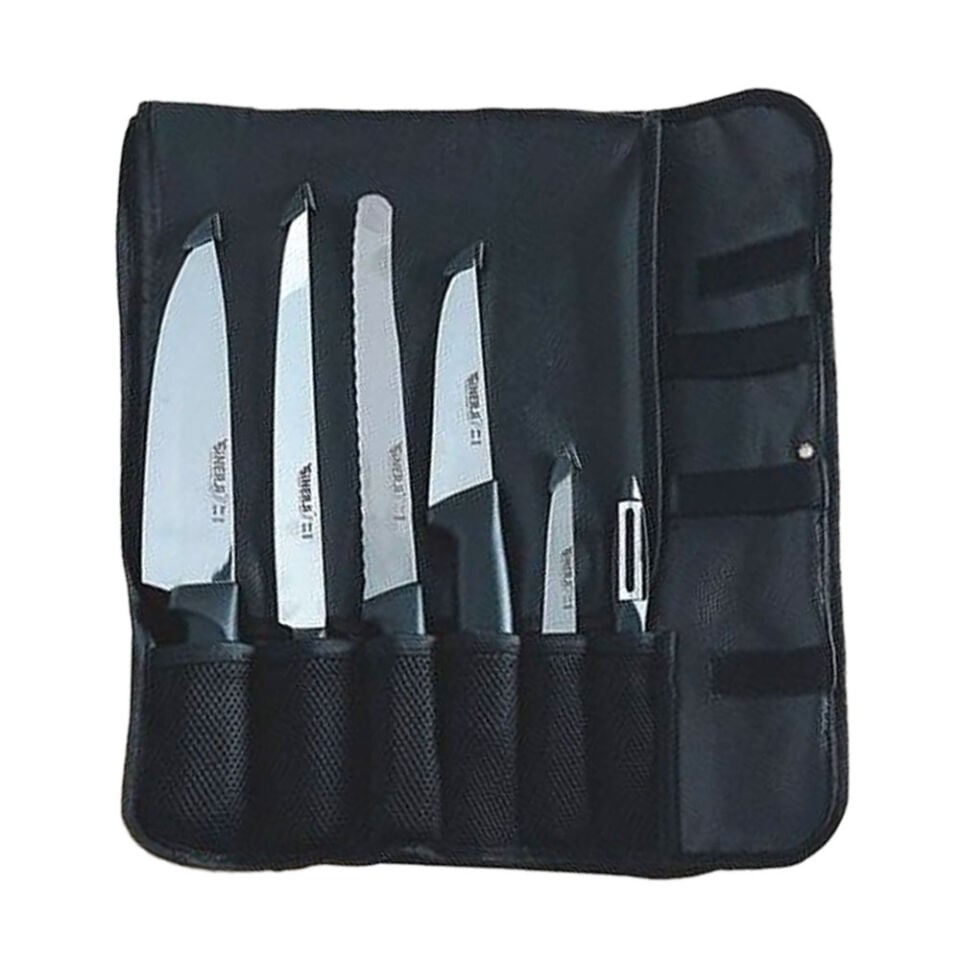 Premium Gastronomi Rulo Çantalı Bıçak Seti 6+1
