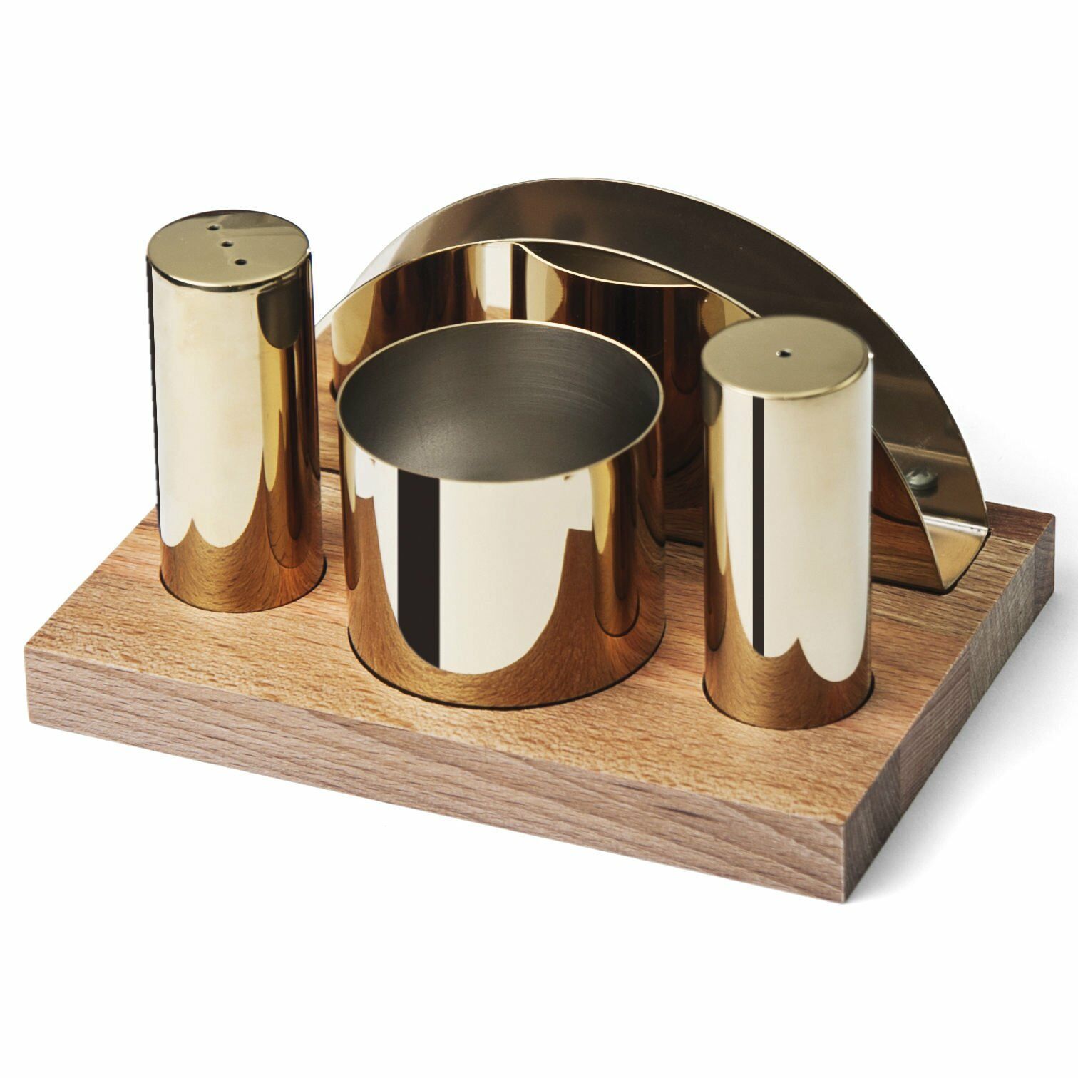 Dörtlü Yuvarlak Tuzluk Takımı Altın