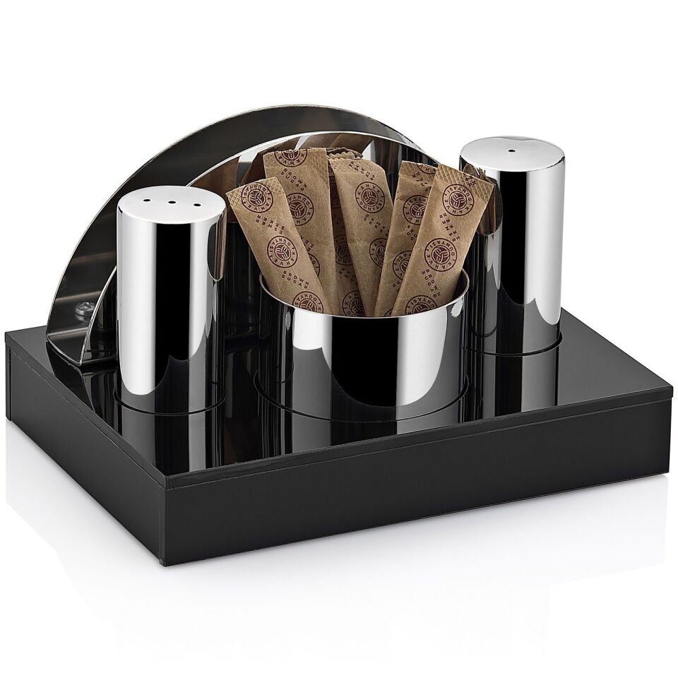 Pleksi Standlı Yuvarlak 4'lü Tuzluk Takımı