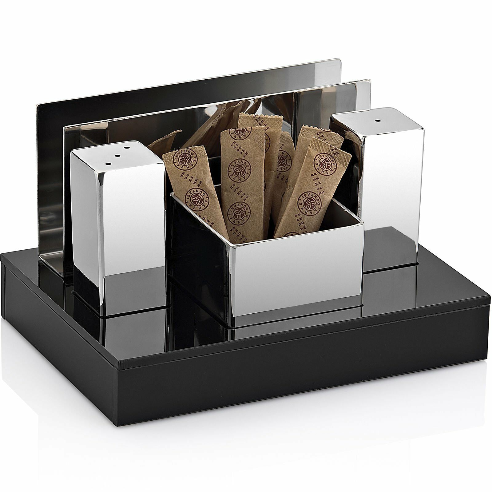 Pleksi Standlı 4'lü Tuzluk ve Peçetelik Seti