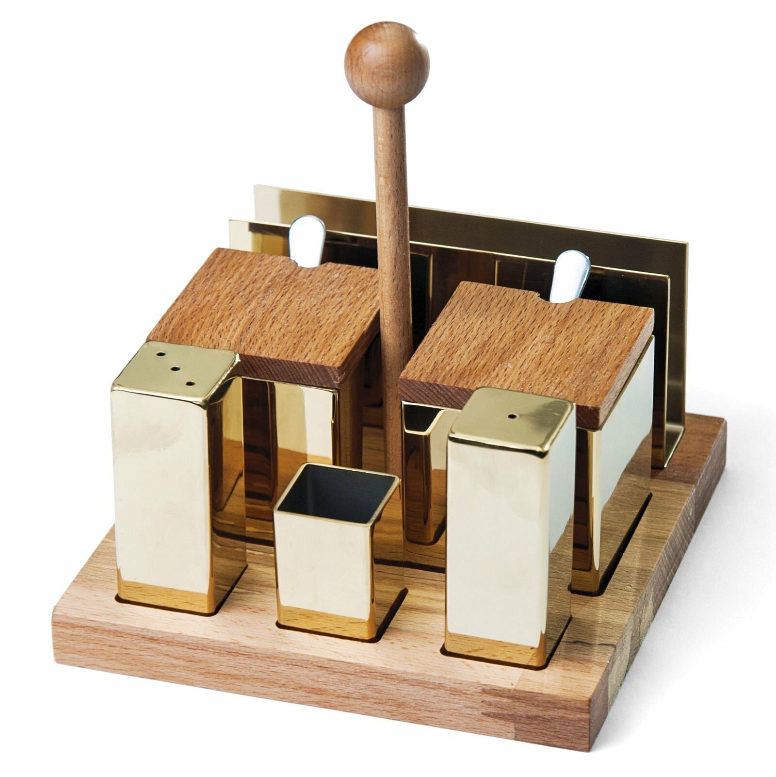 Altılı Kare Tuzluk ve Baharatlık Takımı Altın