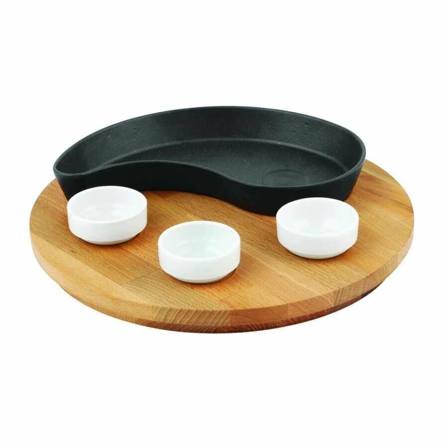 Lava Döküm Fajita Tavası ve Ahşap Altlığı