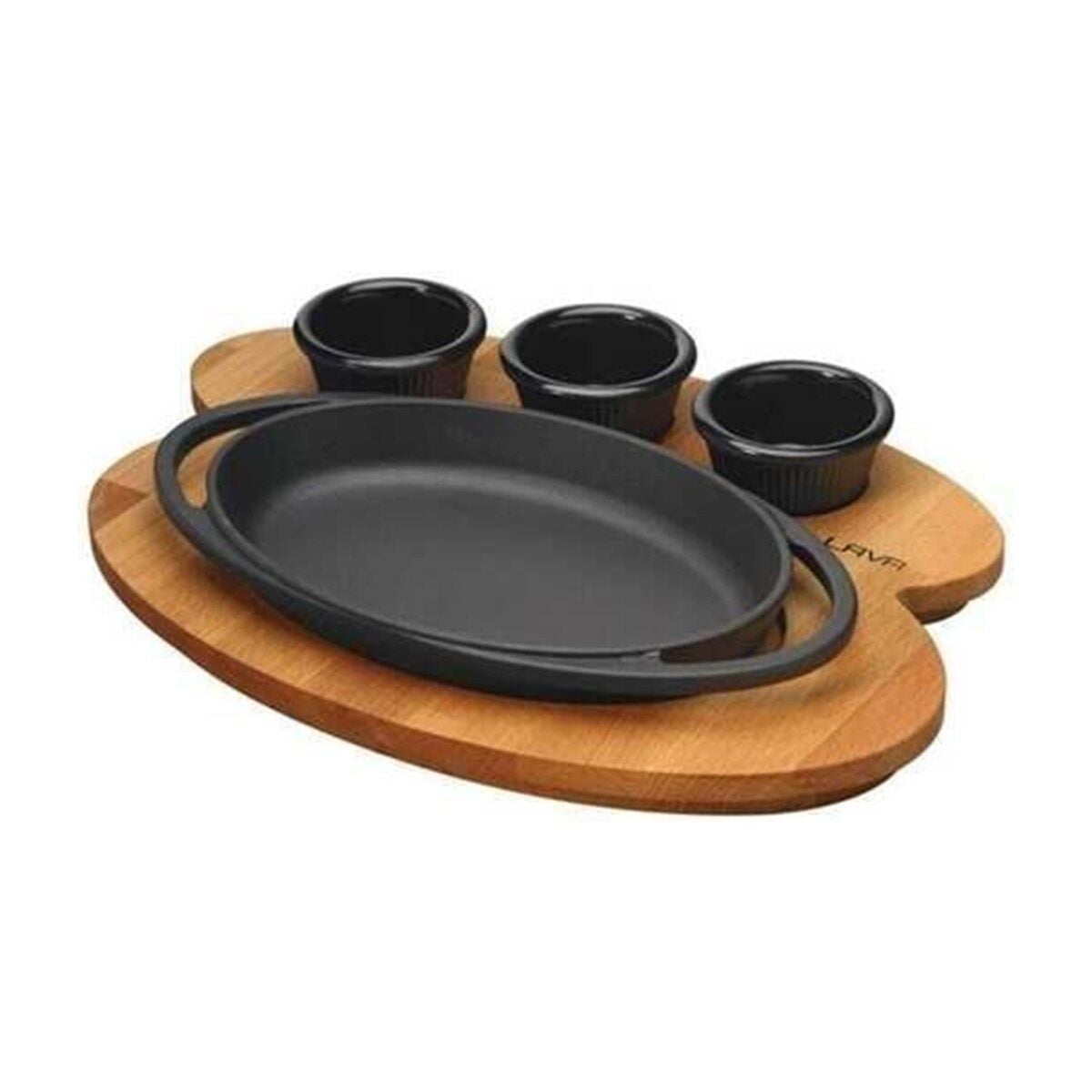 Lava Oval Döküm Tava ve Ahşap Altlık