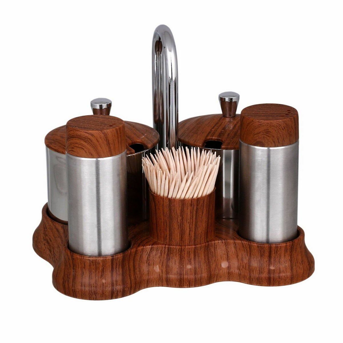 Ahşap Standlı 5'li Tuzluk Takımı