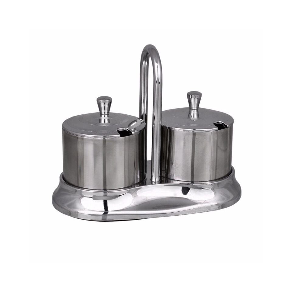 Plastik Standlı-Krom 2'li Baharatlık