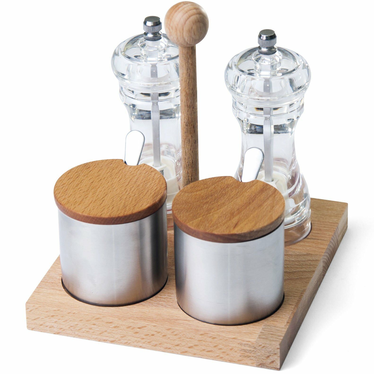 Dörtlü Tuz ve Biber Değirmenli Baharatlık Takımı