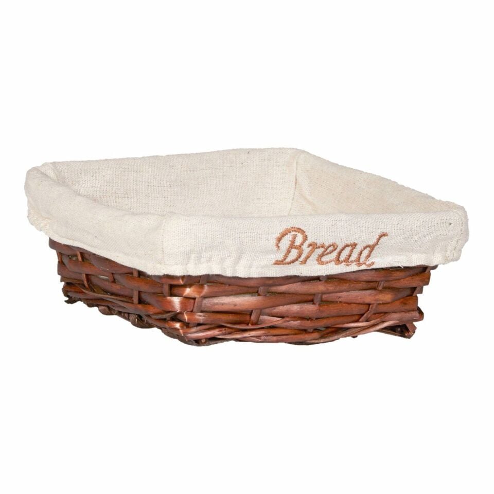 Hasır Bezli Kare Ekmek Sepeti 19*19 Cm