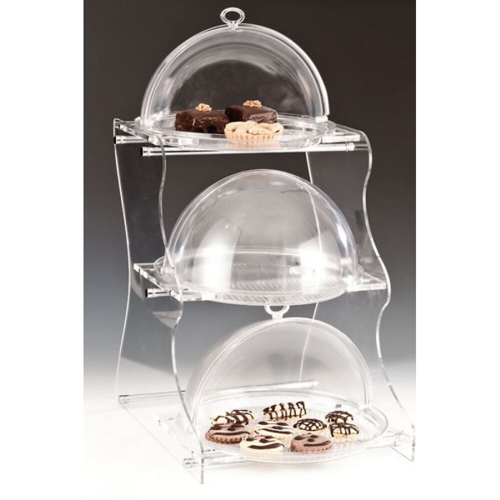 Üç Katlı Yuvarlak Roll Top Kapaklı Teşhir Standı