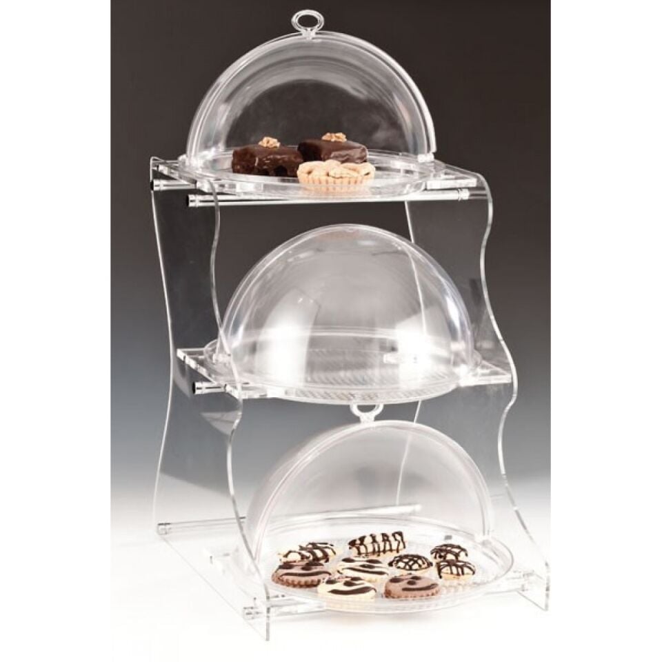 Üç Katlı Yuvarlak Roll Top Kapaklı Teşhir Standı