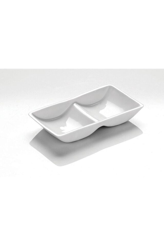 Alternatif Line Dekorsuz İki Bölmeli Kayık Tabak 18 Cm