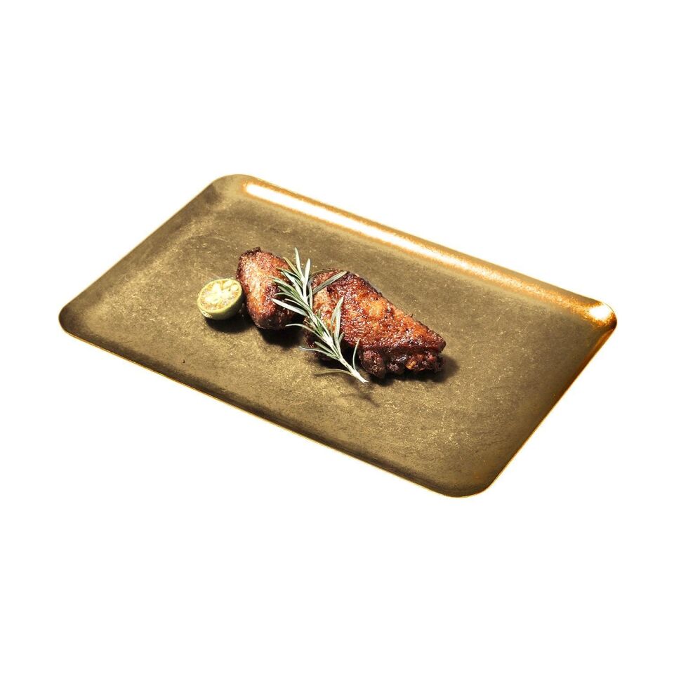 Açık Büfe Retro Sunum Tabağı Altın 30*20 Cm