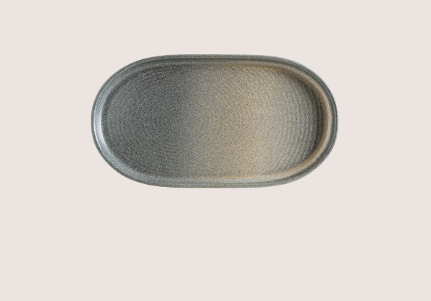 Hornfels Ripple Oval Tabak 33*18 Cm