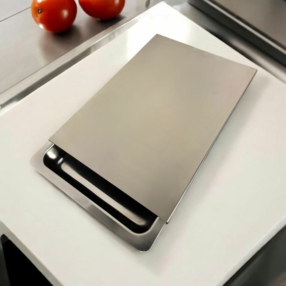 Antibakteriyel Çekmeceli Çelik Kesme Tahtası 24*36