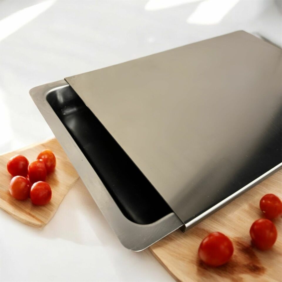 Antibakteriyel Çekmeceli Çelik Kesme Tahtası 24*36