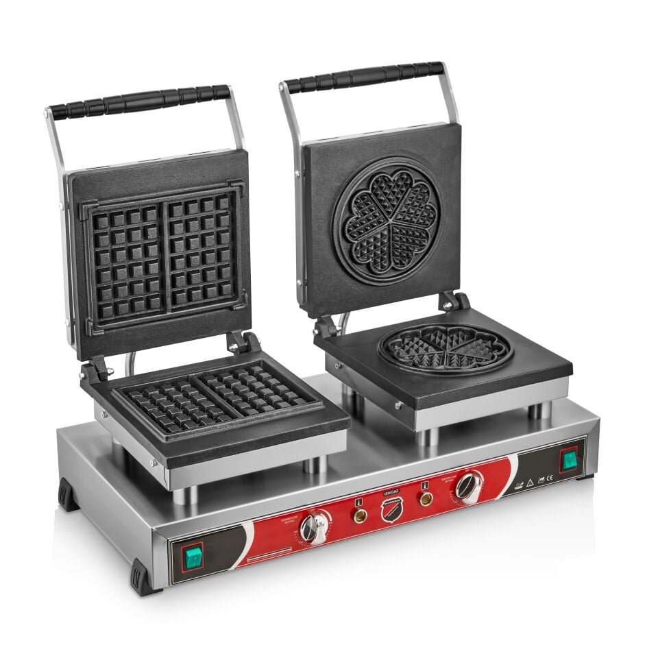 Işıkgaz Çiçek ve Kare Desenli Waffle Makinesi
