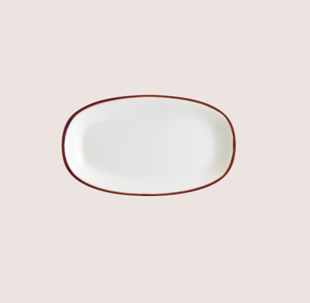 Linea Burgundy Gourmet Oval Kayık Tabak 15*8.5 Cm