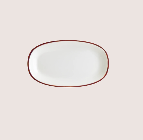 Linea Burgundy Gourmet Oval Kayık Tabak 24*14 Cm