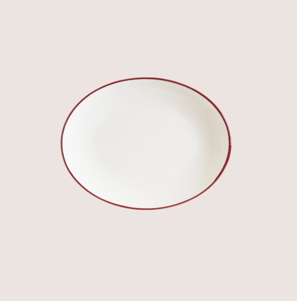 Linea Burgundy Moove Oval Tabak 20*15 Cm