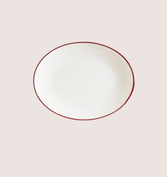 Linea Burgundy Moove Oval Tabak 25 Cm