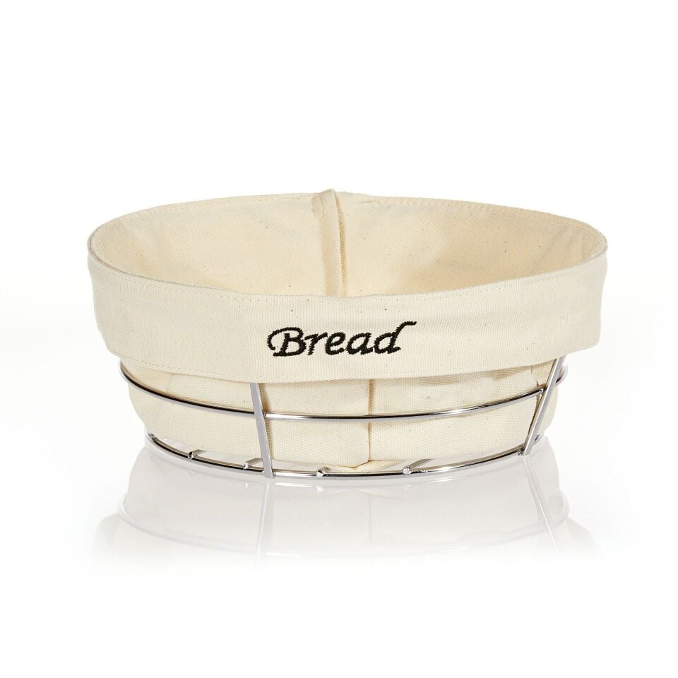 Beyaz Bezli Ekmek Sepeti Bakır 23*23 Cm