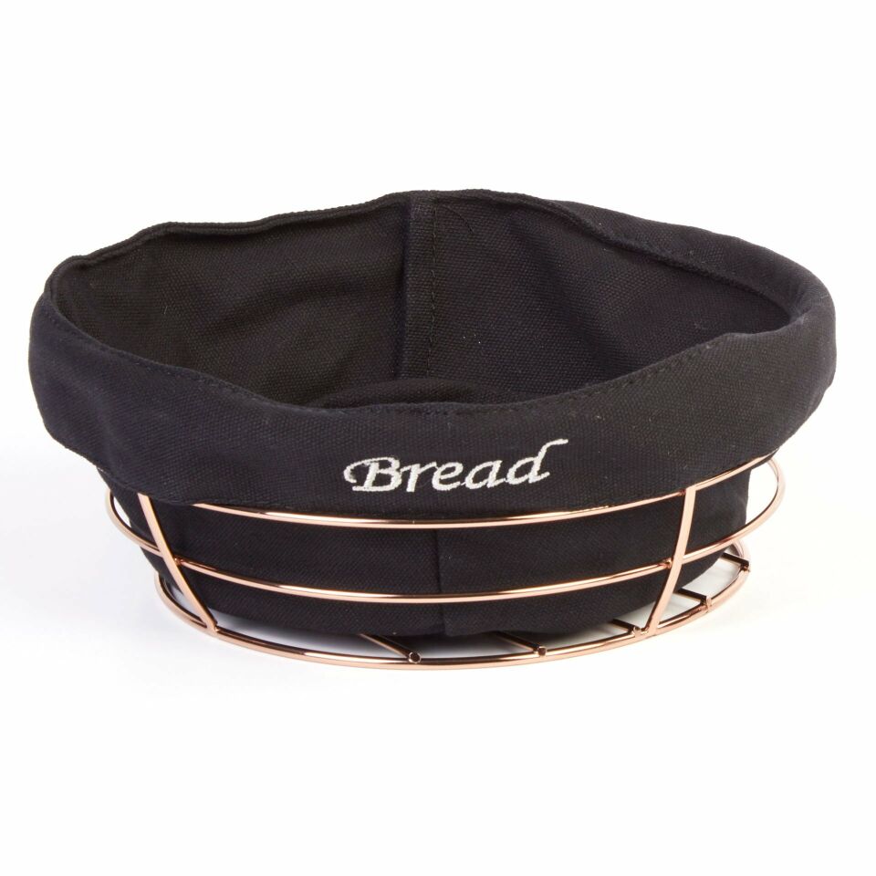 Siyah Bezli Yuvarlak Ekmek Sepeti 23*8 Cm