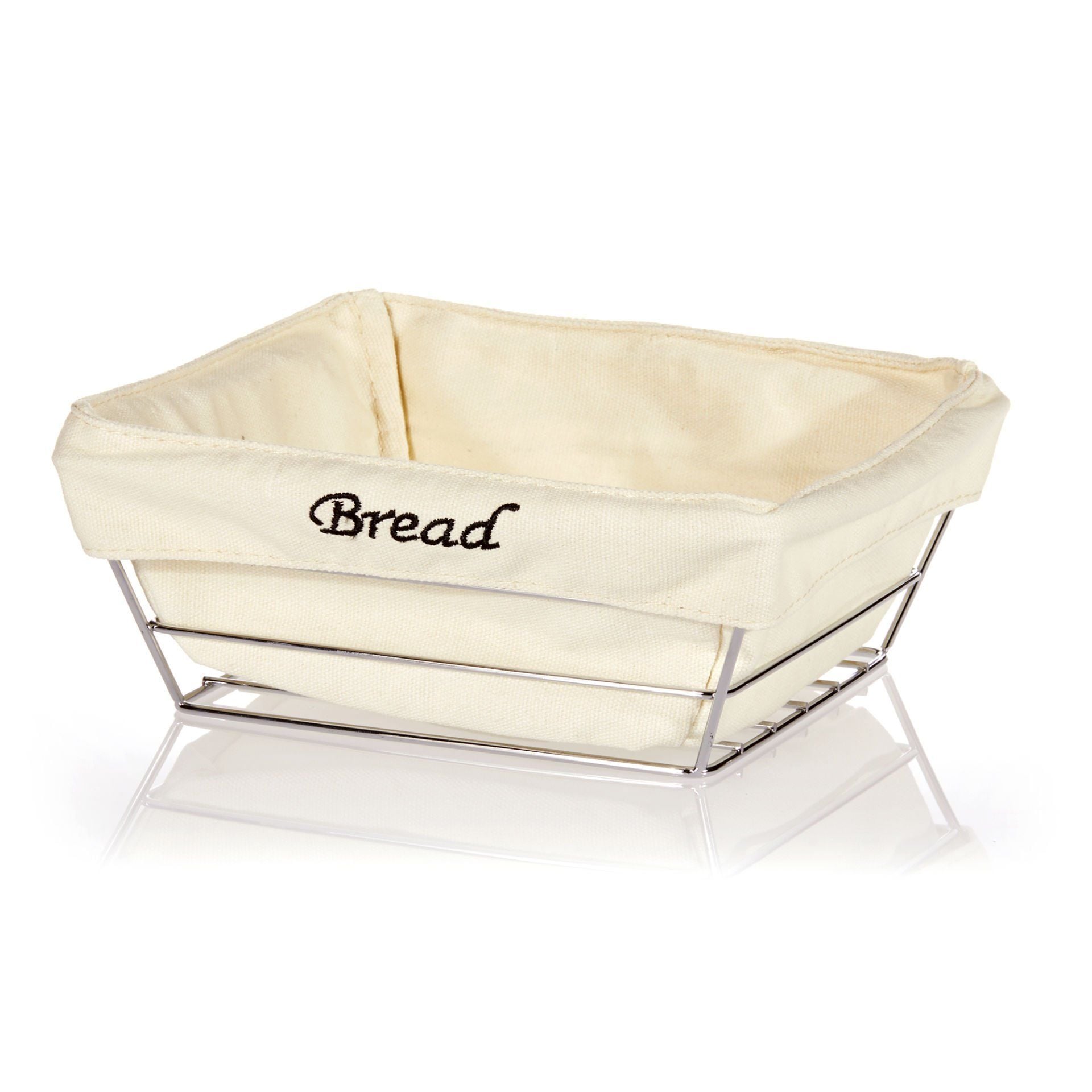 Beyaz Bezli Kare Ekmek Sepeti  22*22 Cm