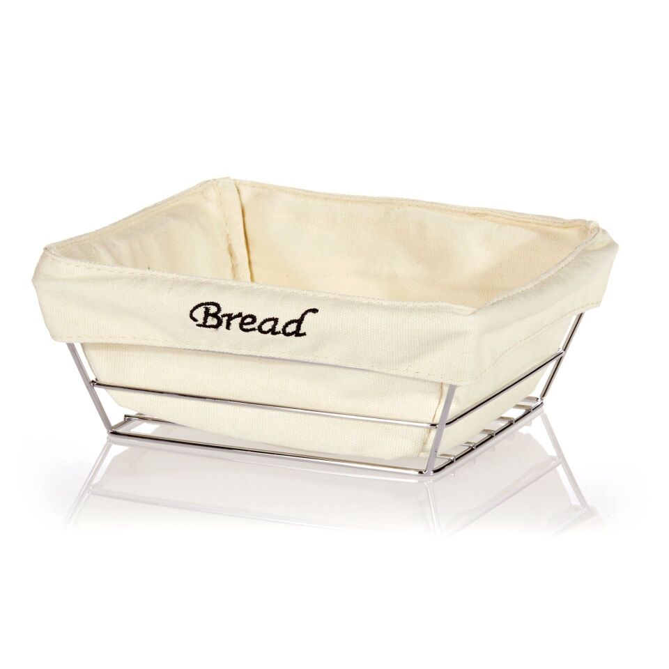 Beyaz Bezli Kare Ekmek Sepeti  22*22 Cm