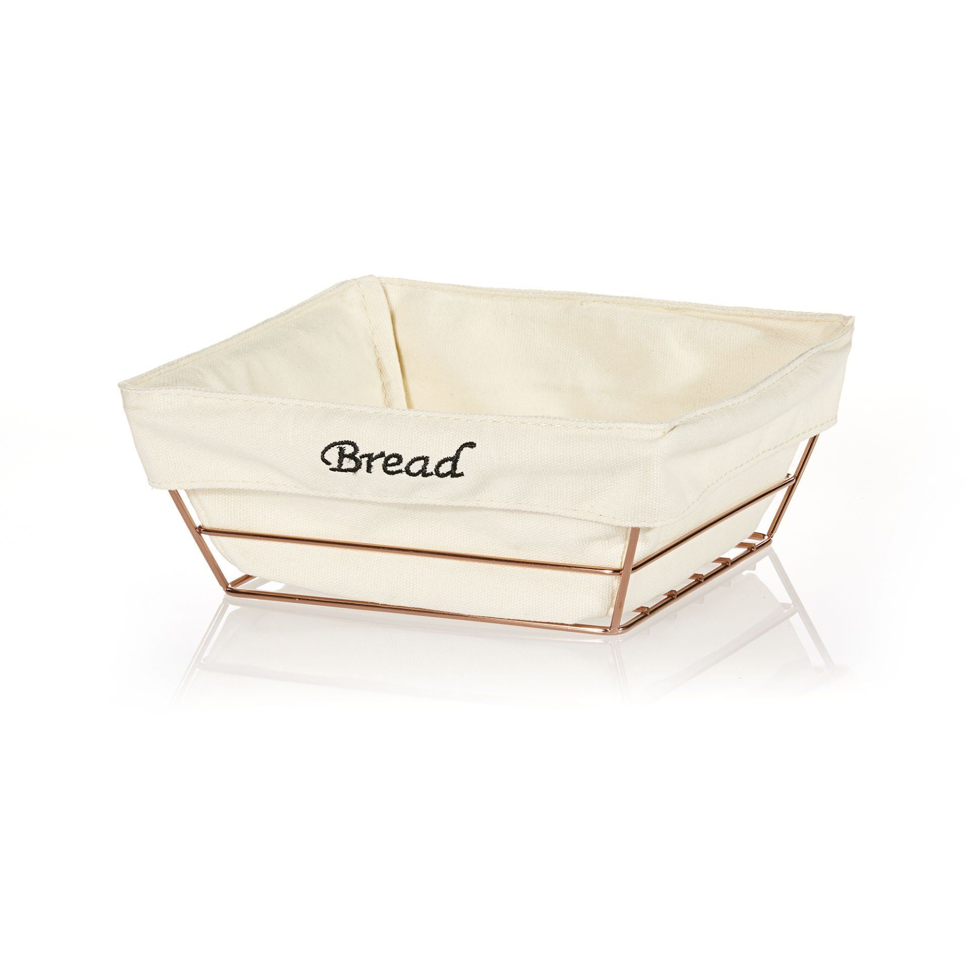 Beyaz Bezli Kare Ekmek Sepeti  22*22 Cm