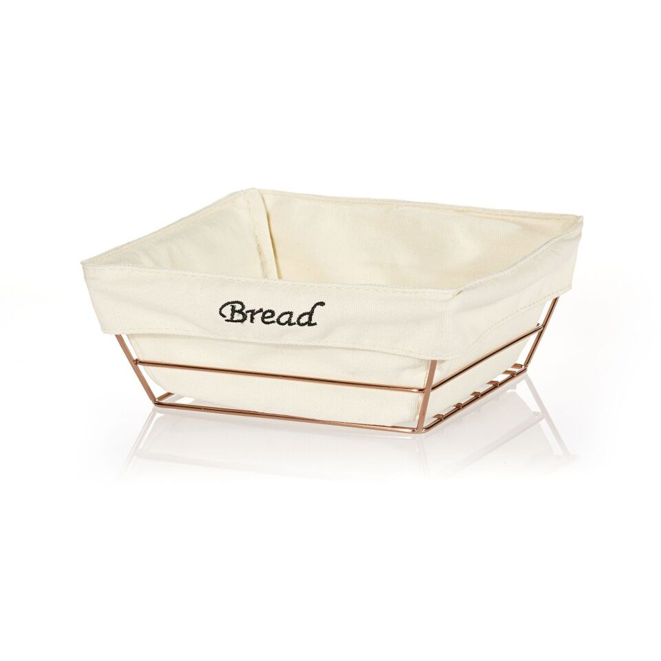 Beyaz Bezli Kare Ekmek Sepeti  22*22 Cm