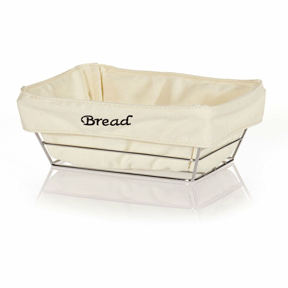 Beyaz Bezli Dikdörtgen Ekmek Sepeti 22*16 Cm