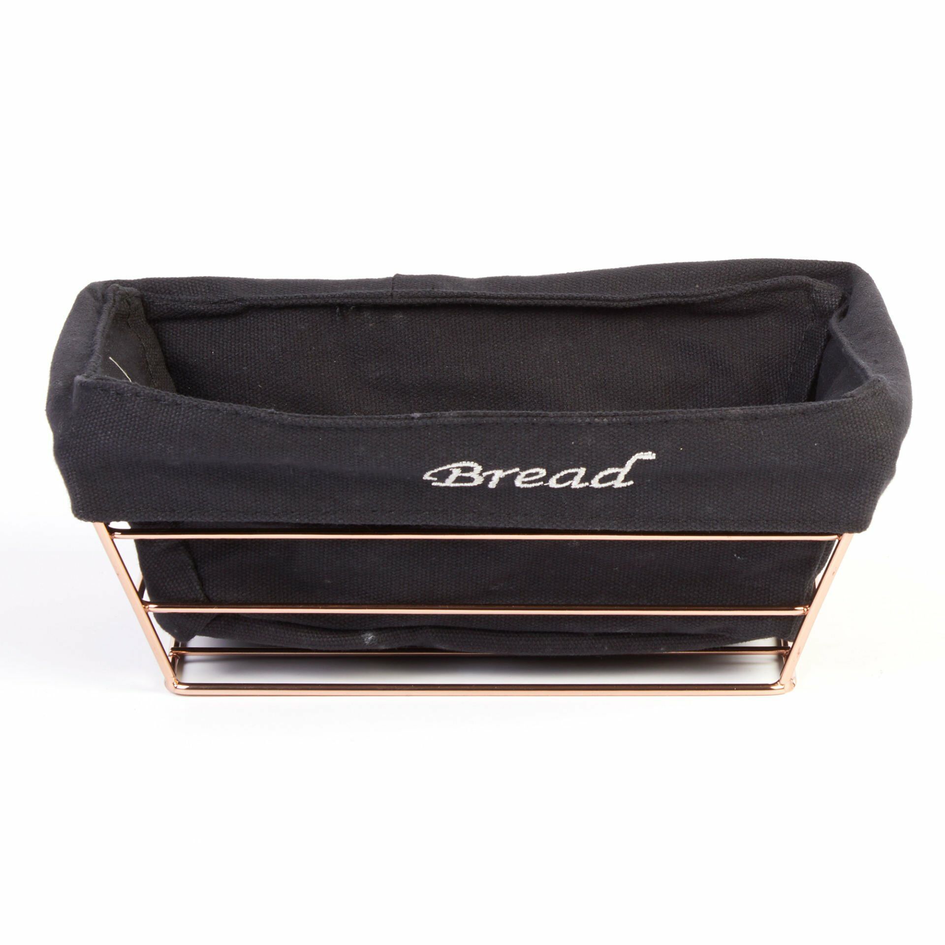 Siyah Bezli  Dikdörtgen Ekmek Sepeti 22*16 Cm