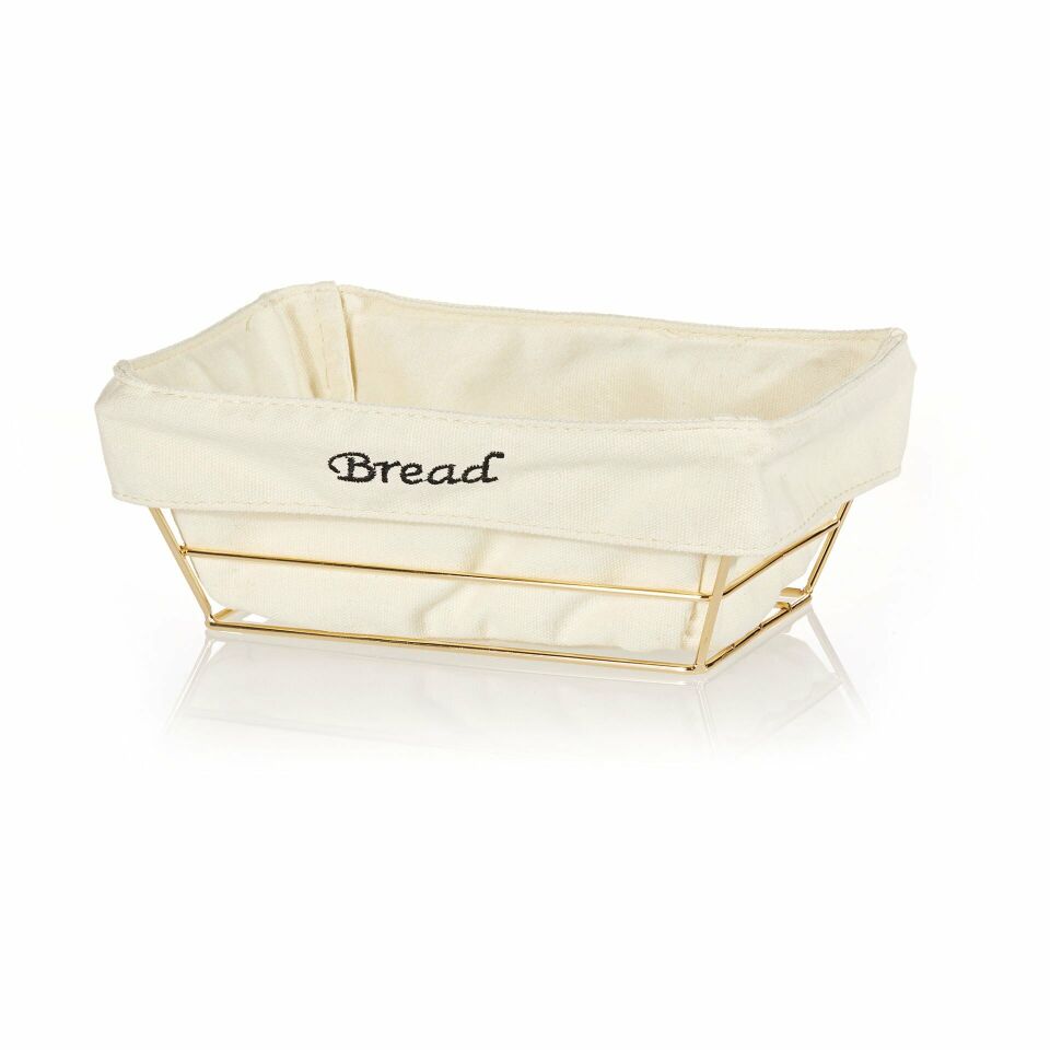 Beyaz Bezli Dikdörtgen Ekmek Sepeti 22*16 Cm