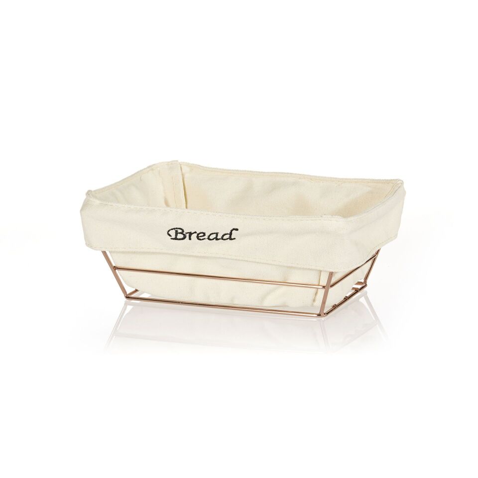 Beyaz Bezli Dikdörtgen Ekmek Sepeti 22*16 Cm