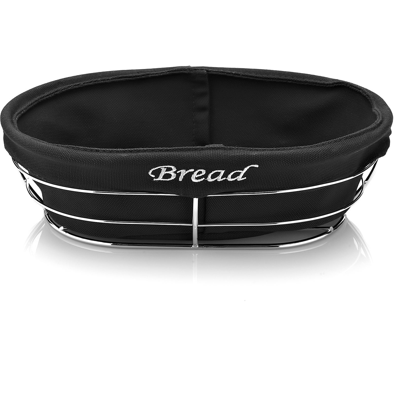 Siyah Bezli Oval Ekmek Sepeti 26*17 Cm