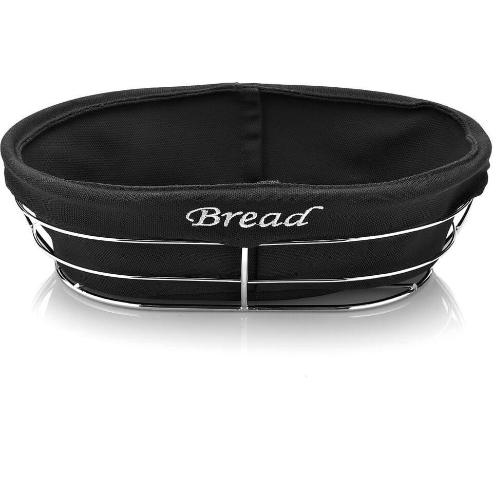 Siyah Bezli Oval Ekmek Sepeti 26*17 Cm