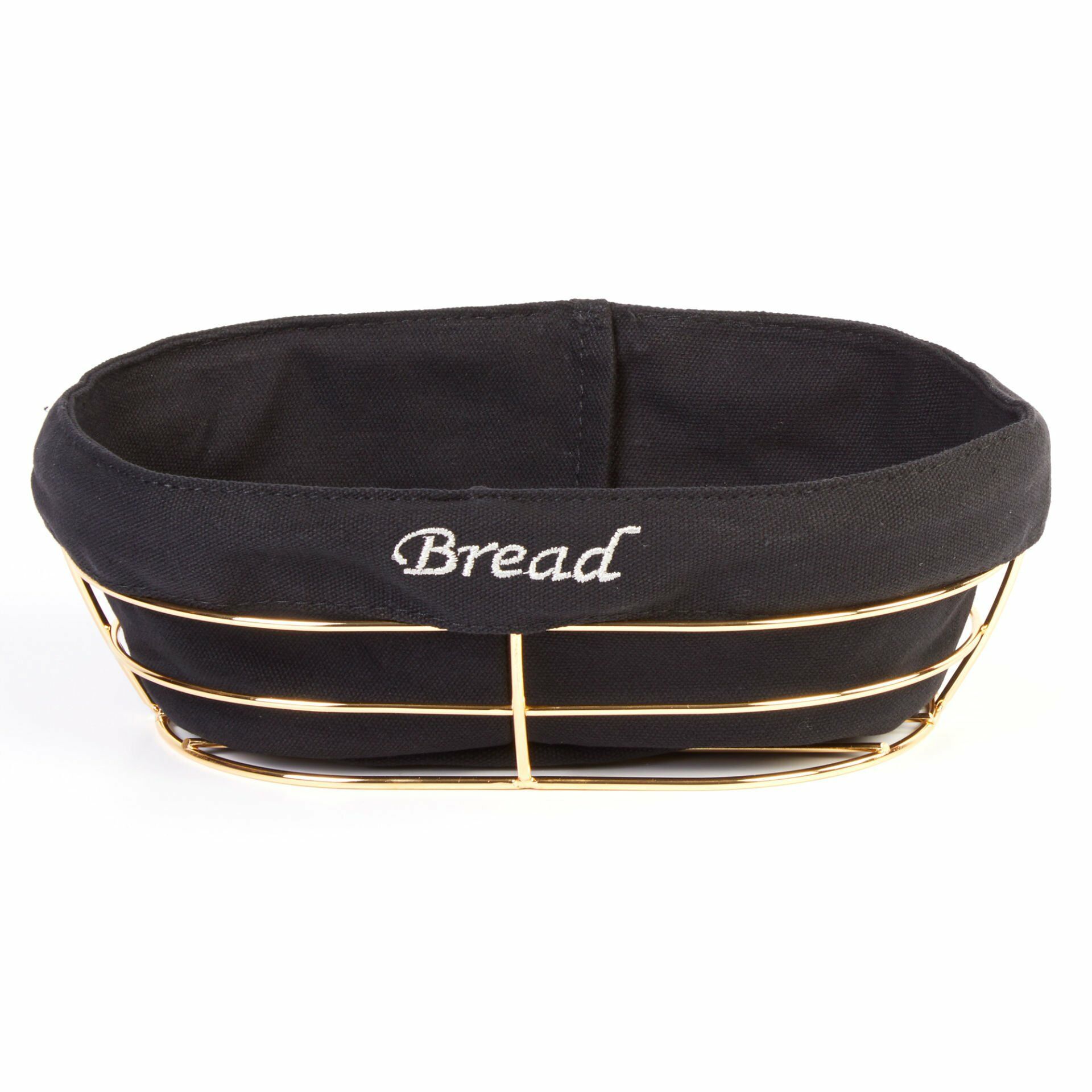 Siyah Bezli Oval Ekmek Sepeti 26*17 Cm