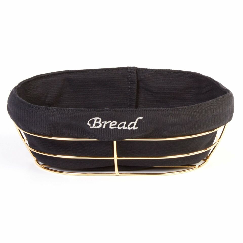 Siyah Bezli Oval Ekmek Sepeti 26*17 Cm