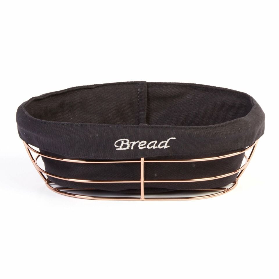 Siyah Bezli Oval Ekmek Sepeti 26*6 Cm