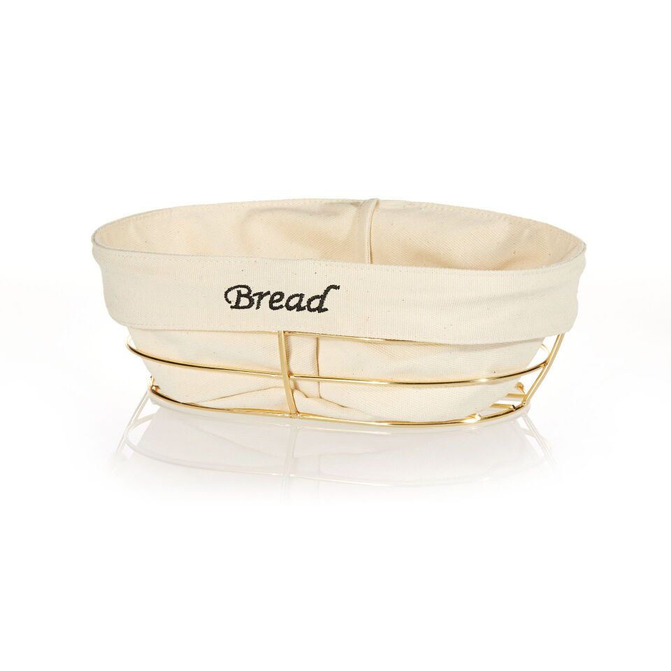 Beyaz Bezli Oval Ekmek Sepeti  26*17 Cm
