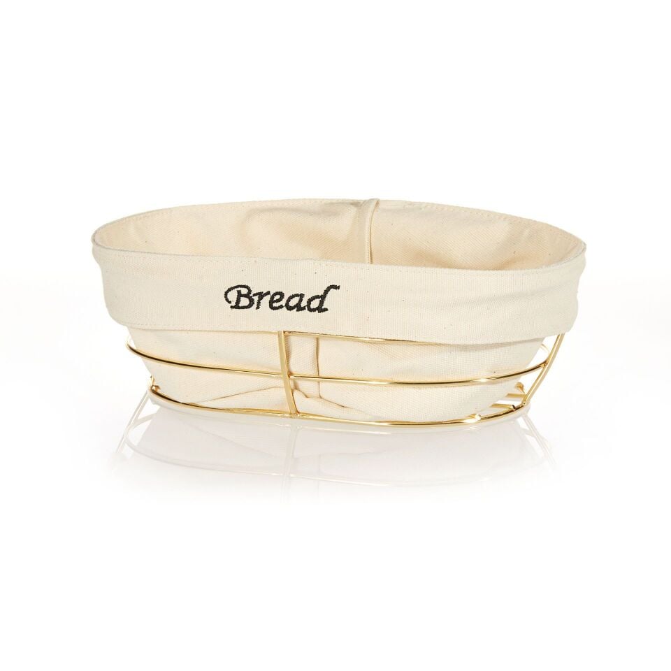 Beyaz Bezli Oval Ekmek Sepeti  26*17 Cm