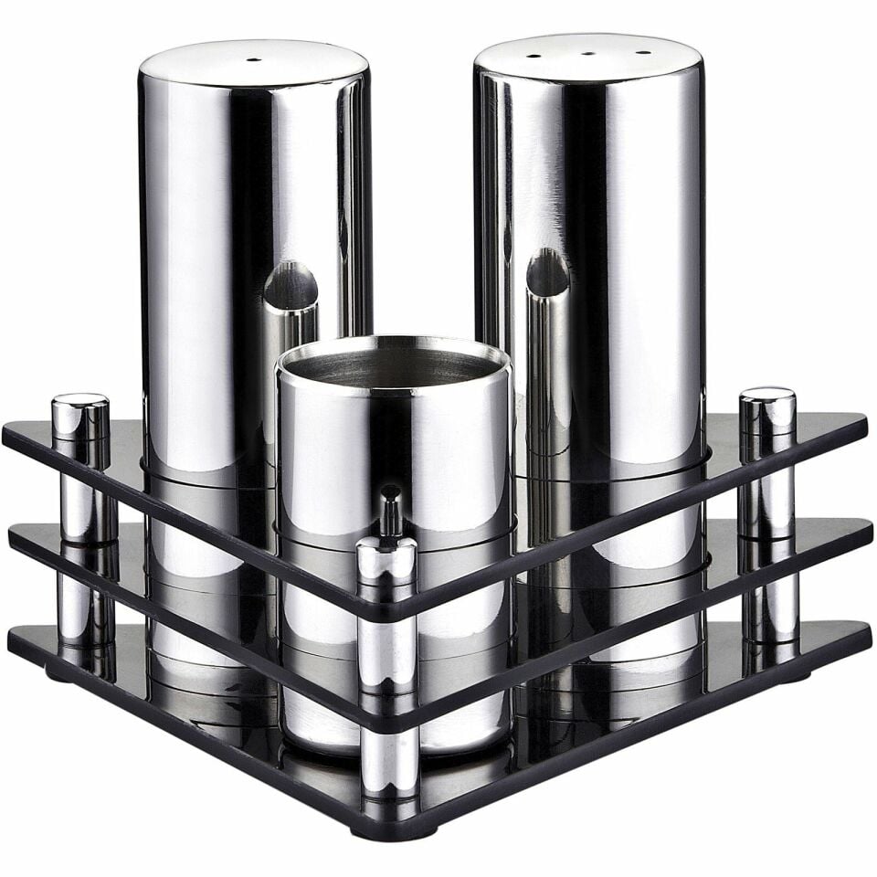 Pleksi Standlı Üçgen 3'lü Tuzluk Takımı