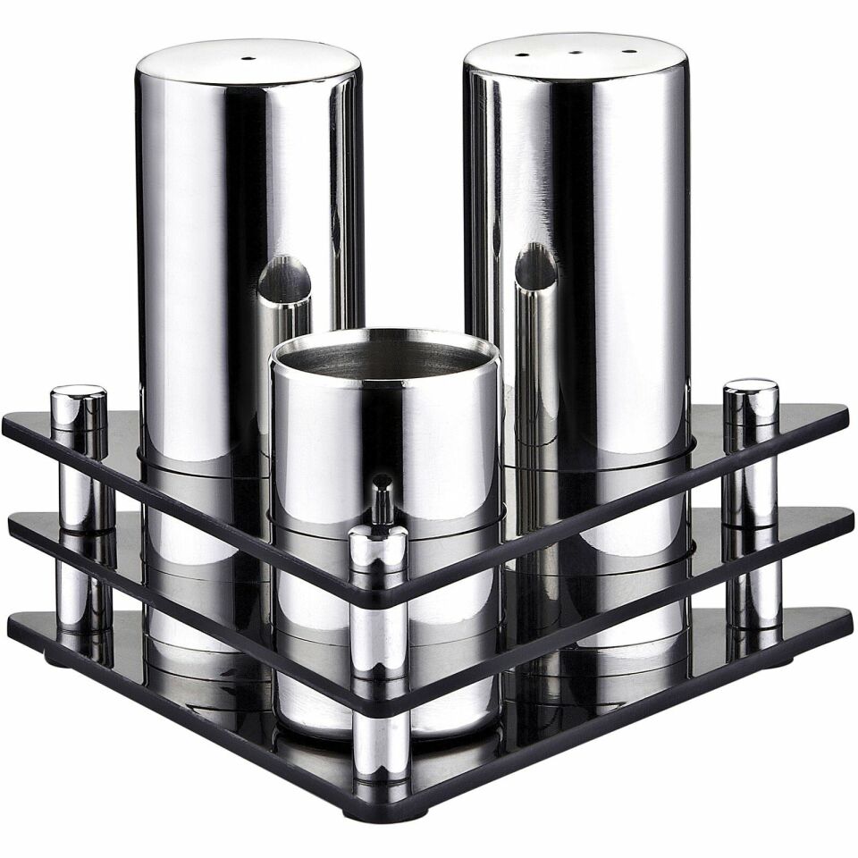 Pleksi Standlı Üçgen 3'lü Tuzluk Takımı