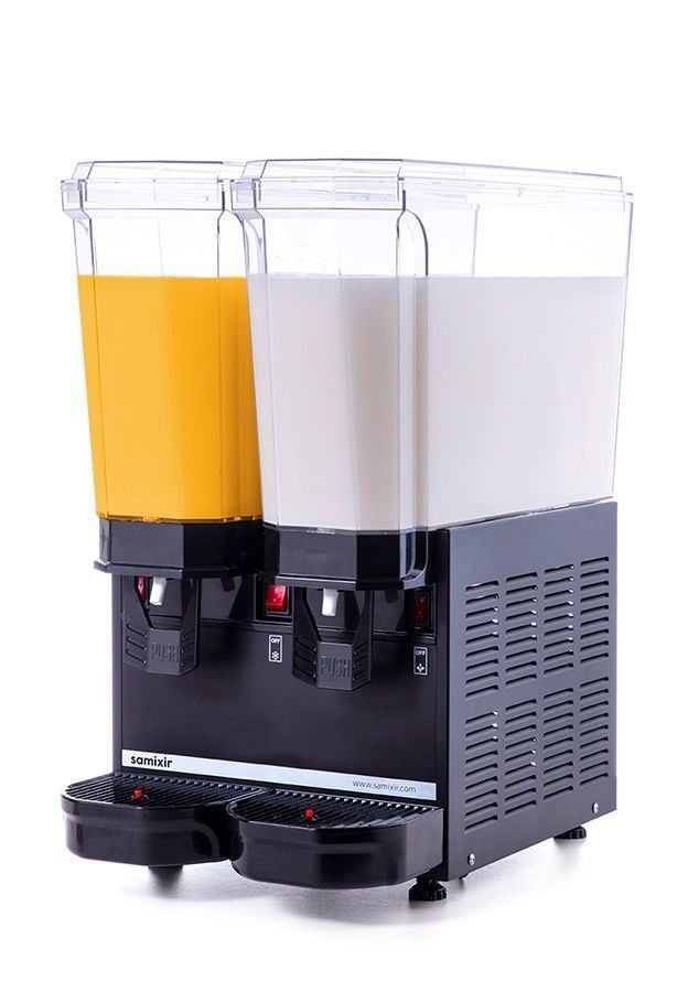 SAMIXIR Klasik Twin Karıştırıcılı Soğuk İçecek Dispenseri 20+20 Litre Siyah